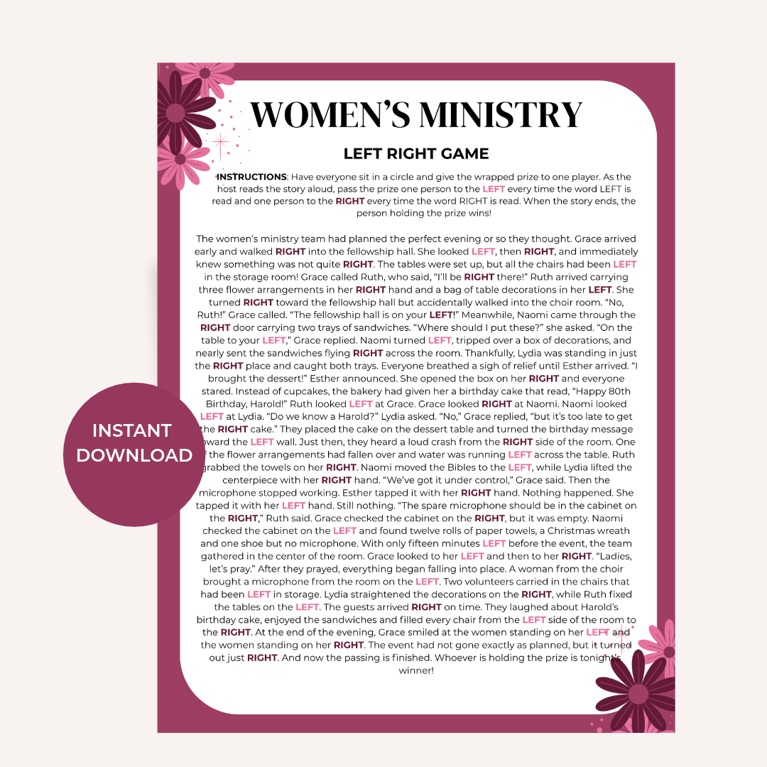 Women’s Ministry Left Right Game