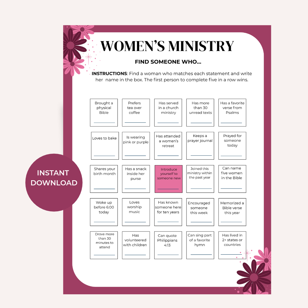 Find Someone Who – Women’s Ministry Printable Icebreaker Game